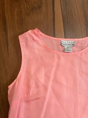VTG Allyson Whitmore pink silk sleeveless blouse spring summer